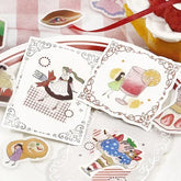 Girl and Cafe Foil-stamped Flake Seal - Strawberry - Techo Treats