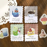 Girl and Cafe Foil-stamped Flake Seal - Strawberry - Techo Treats
