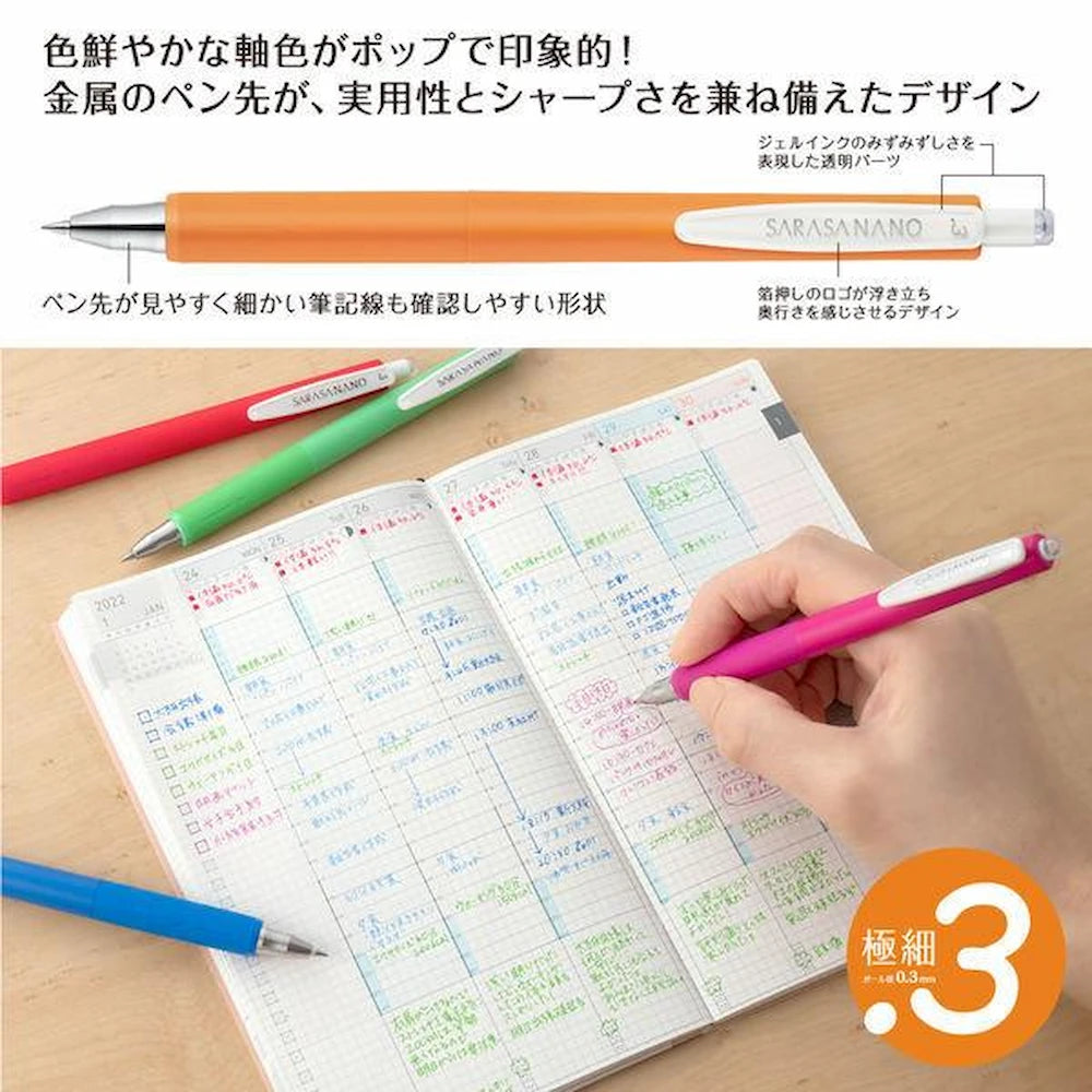 ZEBRA Sarasa Nano Gel Ballpoint Pen 0.3mm Vintage Color Set (5-Pack) - Set A by Techo Treats Stationery