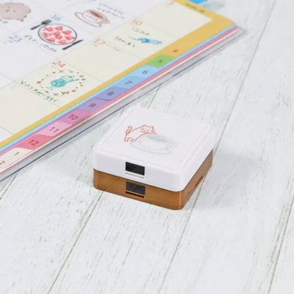 Hancoco 2-in-1 Layer Stamp - Cup Edge Cat - Kutsuwa - Default Title by Techo Treats Stationery