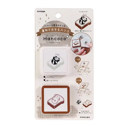 Hancoco 2-in-1 Layer Stamp - Panda on Bread - Kutsuwa - Default Title by Techo Treats Stationery