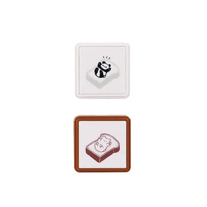 Hancoco 2-in-1 Layer Stamp - Panda on Bread - Kutsuwa - Default Title by Techo Treats Stationery
