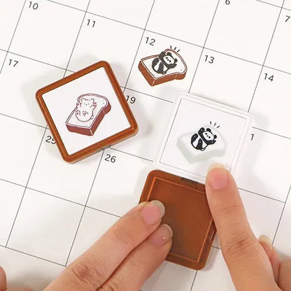 Hancoco 2-in-1 Layer Stamp - Panda on Bread - Kutsuwa - Default Title by Techo Treats Stationery