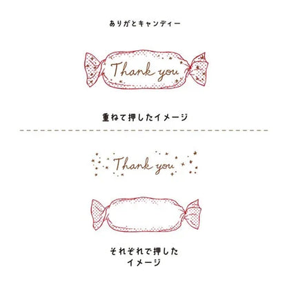 Hancoco deco 2-in-1 Layer Stamp - Thank You Candy - Kutsuwa - Default Title by Techo Treats Stationery