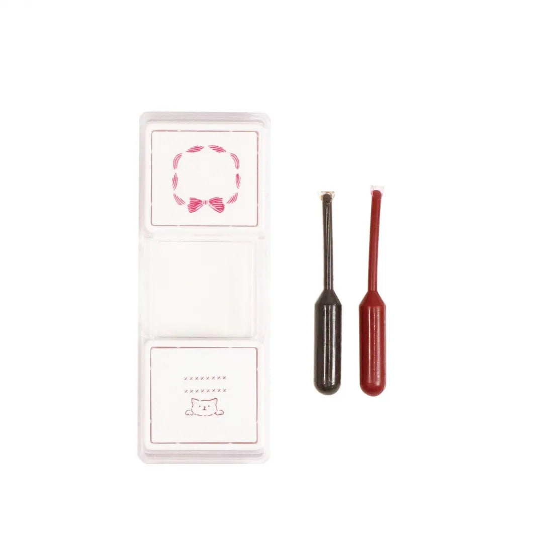 Hancoco slide 2-in-1 Layer Stamp - Cat and Ribbon - Kutsuwa - Default Title by Techo Treats Stationery