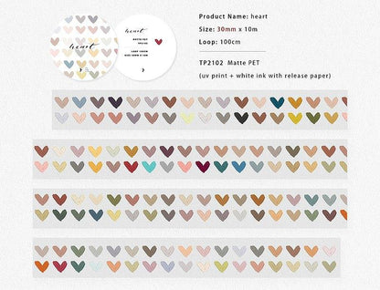 heart - Masking Tape with Release Paper (Washi / PET) - Techo Treats