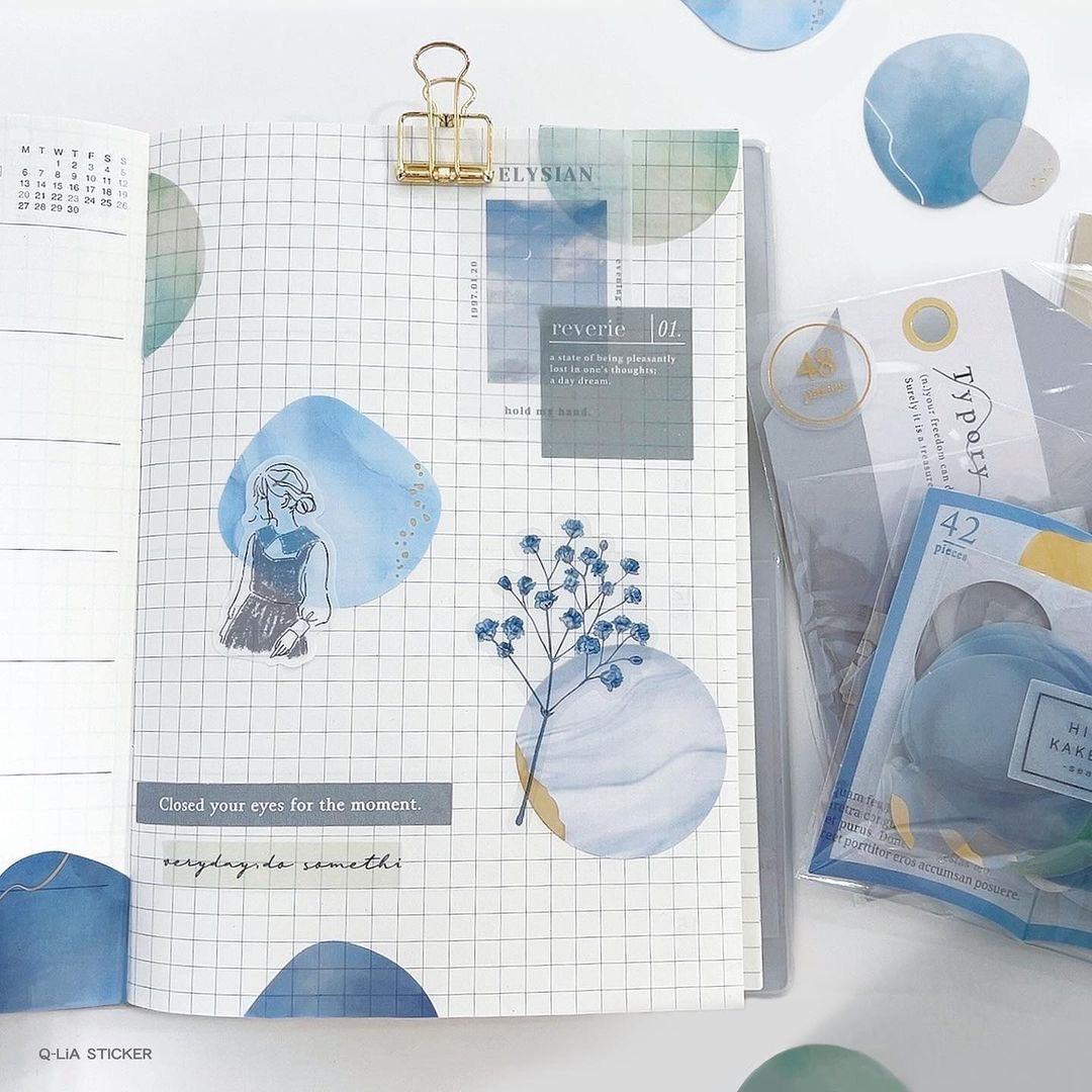 HITOKAKERA Flake Stickers - Misty Blue - Techo Treats