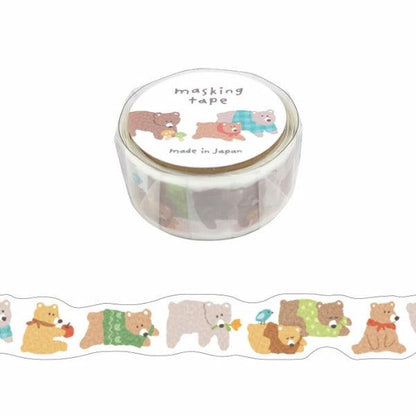 Hokkori Die-cut Masking Tape - Bear - Techo Treats