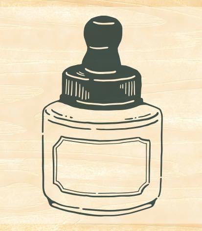 Ink Aibou Wooden Stamp - Dropper Ink Bottle - Techo Treats