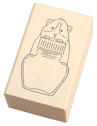 Ink Aibou Wooden Stamp - Guinea Pig and Ink - Techo Treats