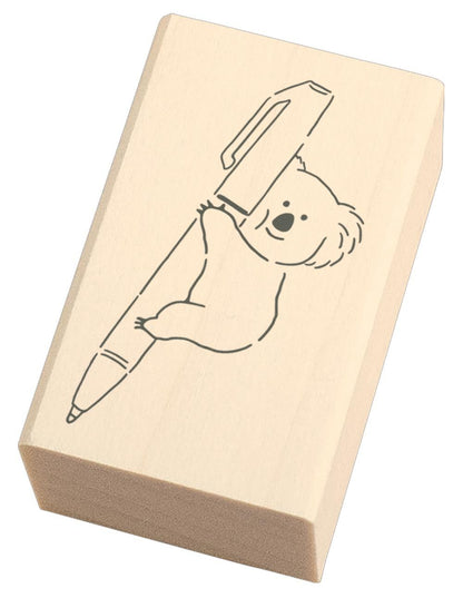 Ink Aibou Wooden Stamp - Koala and Pen - Techo Treats