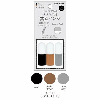 KAMIO JAPAN Self-inking Stamp Ink Refills (3 color sets)