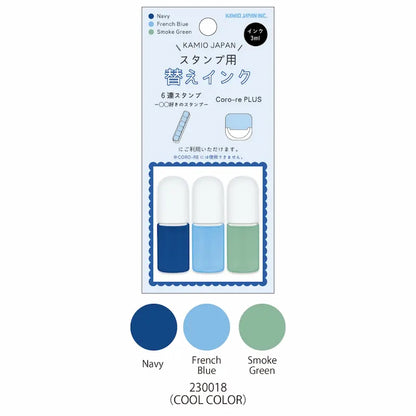 KAMIO JAPAN Self-inking Stamp Ink Refills (3 color sets)