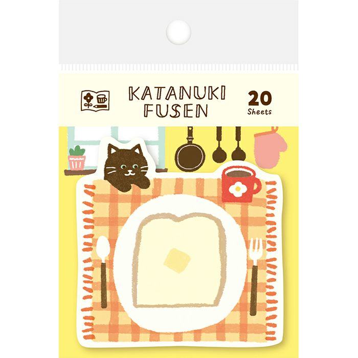 Katanuki Die-cut Sticky Notes - Breakfast and Cat - Techo Treats