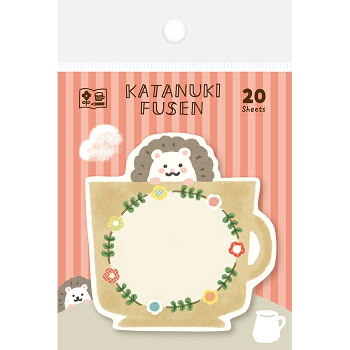 Katanuki Die-cut Sticky Notes - Hedgehog in Cup - Techo Treats