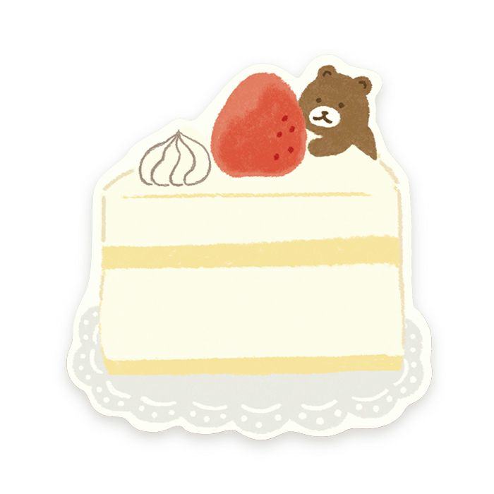 Katanuki Fusen Die-cut Sticky Note - Cake and Bear - Techo Treats