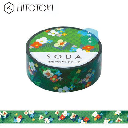 King Jim SODA Decoration Tape Vol.4 - 15mm Flowers on Grass - Default Title by Techo Treats Stationery