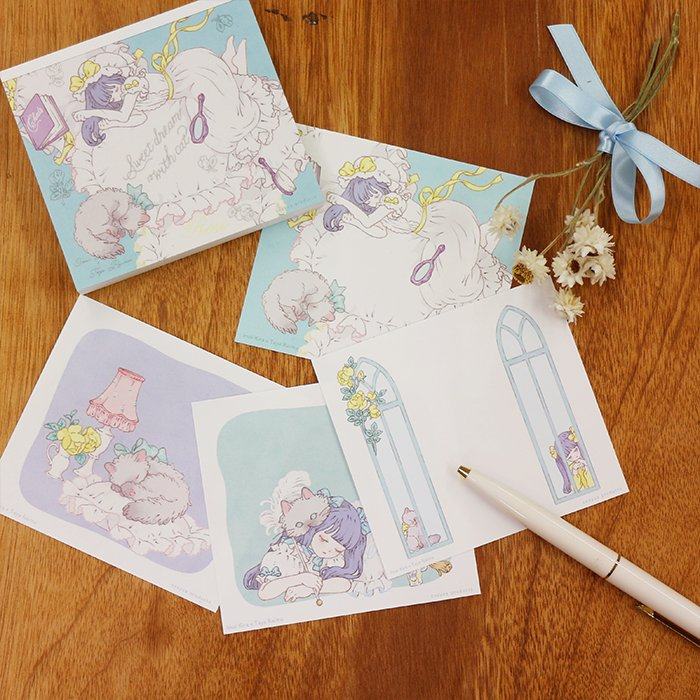Kira Imai x Raimu Taya Block Memo - Sweet dream with cat - cozyca products - Default Title by Techo Treats Stationery