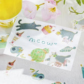 Kitten Cafe Foil-stamped Washi Flake Seal - Melon - Techo Treats