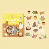 Kitten Cafe Foil-stamped Washi Flake Seal - Orange - Techo Treats