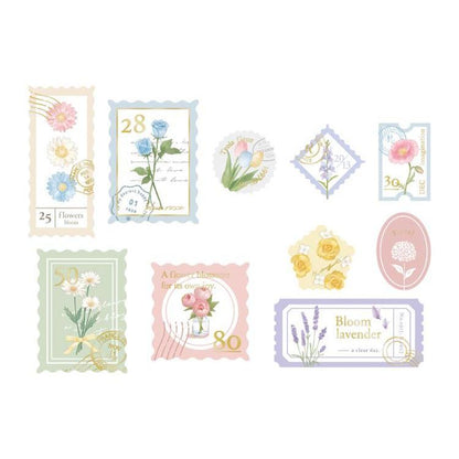 Kitterie Stamp-like Flake Stickers - Pastel Flower - Techo Treats
