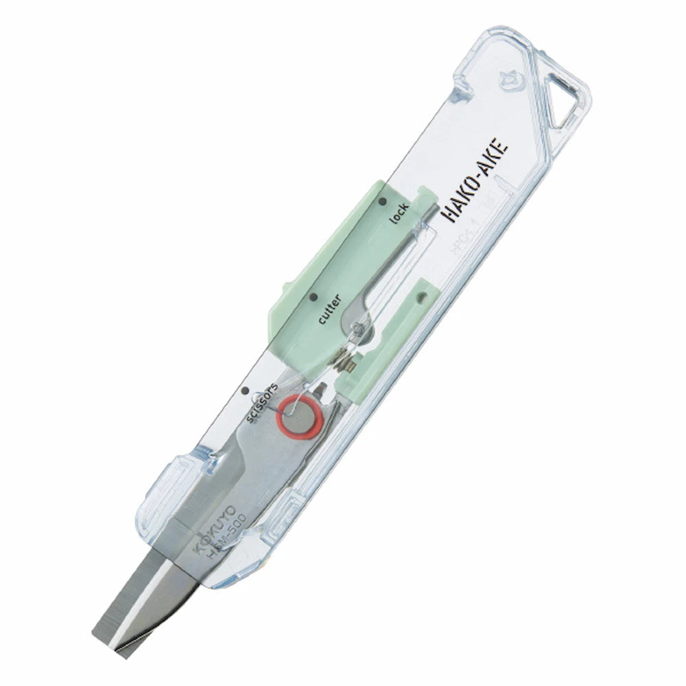 KOKUYO TRANSPARENT MECHANISM Series 2-Way Compact Scissors HAKO-AKE - Green - Default Title by Techo Treats Stationery