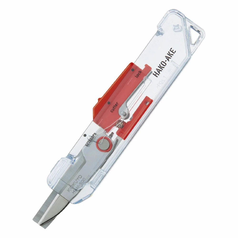 KOKUYO TRANSPARENT MECHANISM Series 2-Way Compact Scissors HAKO-AKE - Red - Default Title by Techo Treats Stationery