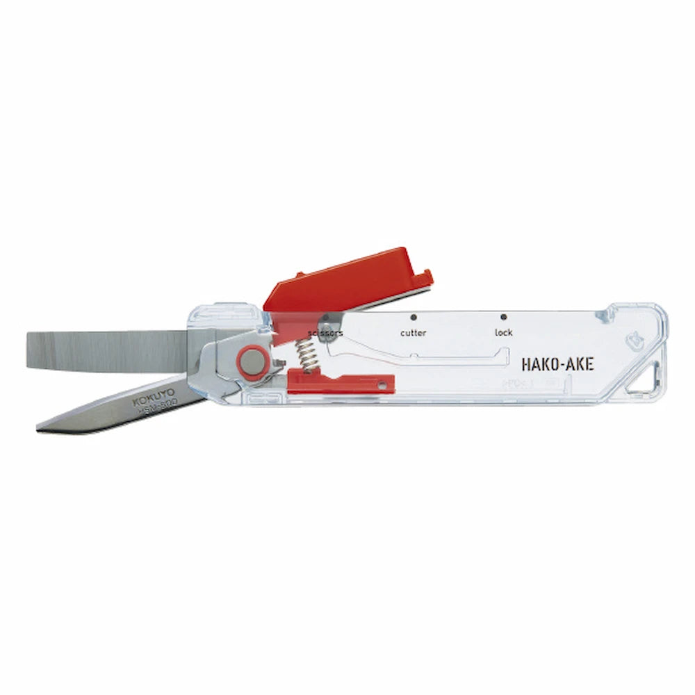 KOKUYO TRANSPARENT MECHANISM Series 2-Way Compact Scissors HAKO-AKE - Red - Default Title by Techo Treats Stationery