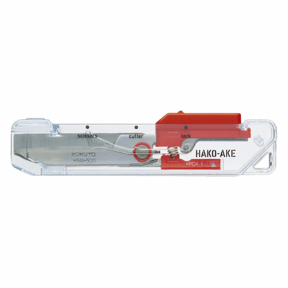 KOKUYO TRANSPARENT MECHANISM Series 2-Way Compact Scissors HAKO-AKE - Red - Default Title by Techo Treats Stationery
