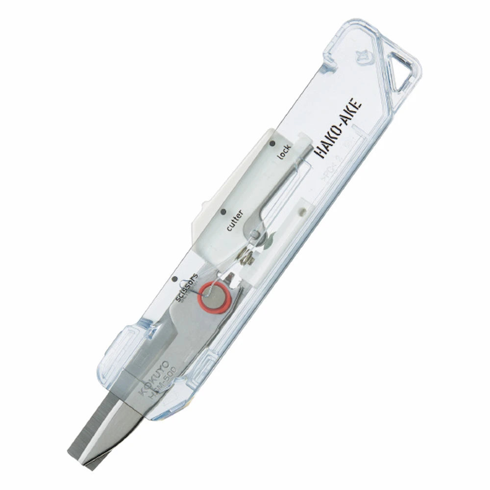 KOKUYO TRANSPARENT MECHANISM Series 2-Way Compact Scissors HAKO-AKE - White - Default Title by Techo Treats Stationery
