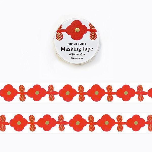 Kurogoma Masking Tape with Gold Foil - Flowery - Papier Platz - Default Title by Techo Treats Stationery