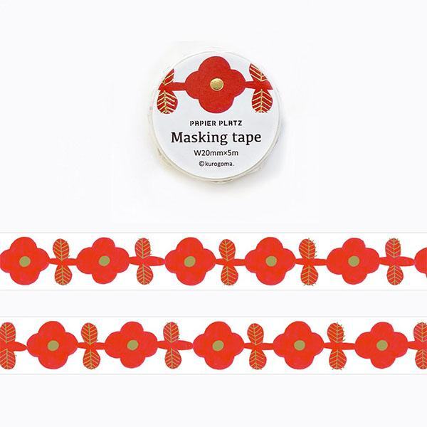 Kurogoma Masking Tape with Gold Foil - Flowery - Techo Treats