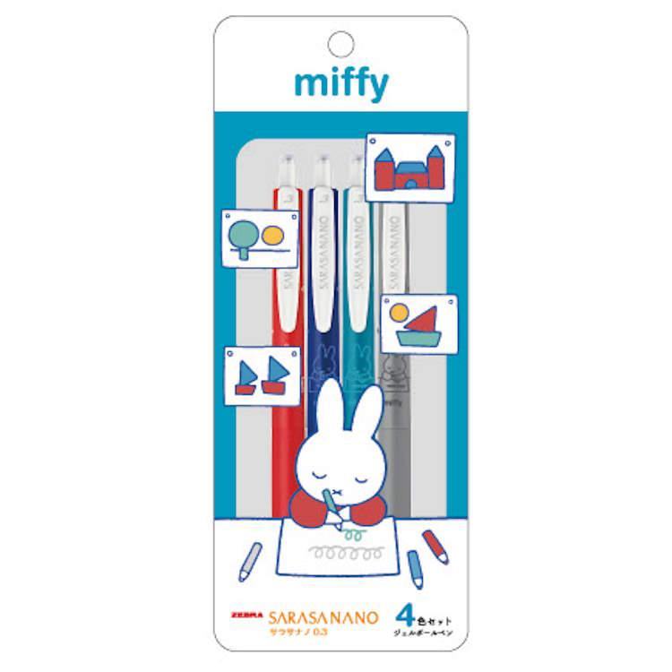 (Limited) miffy Sarasa Nano 0.3mm Gel Pen 4-color Set (A) - Note - Techo Treats