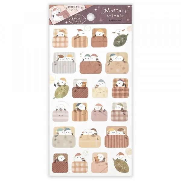 Mattari Animals Sticker Sheet (Night) - Shimaenaga Long-tailed Tit - NB Co - Default Title by Techo Treats Stationery