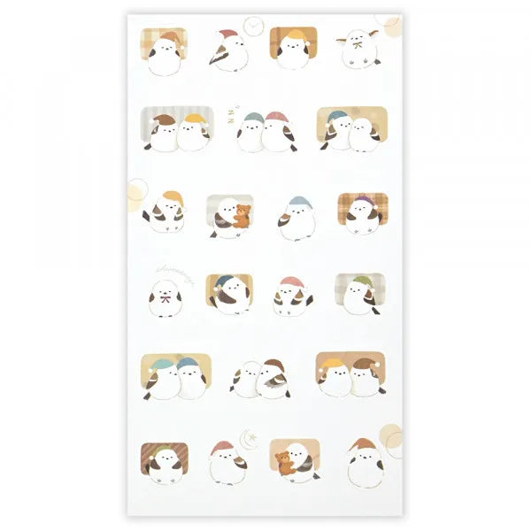 Mattari Animals Sticker Sheet (Night) - Shimaenaga Long-tailed Tit - NB Co - Default Title by Techo Treats Stationery