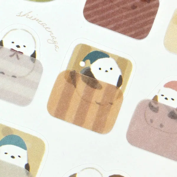 Mattari Animals Sticker Sheet (Night) - Shimaenaga Long-tailed Tit