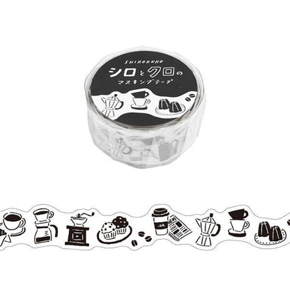 MIND WAVE White and Black Die-cut Masking Tape - Coffee - Default Title by Techo Treats Stationery
