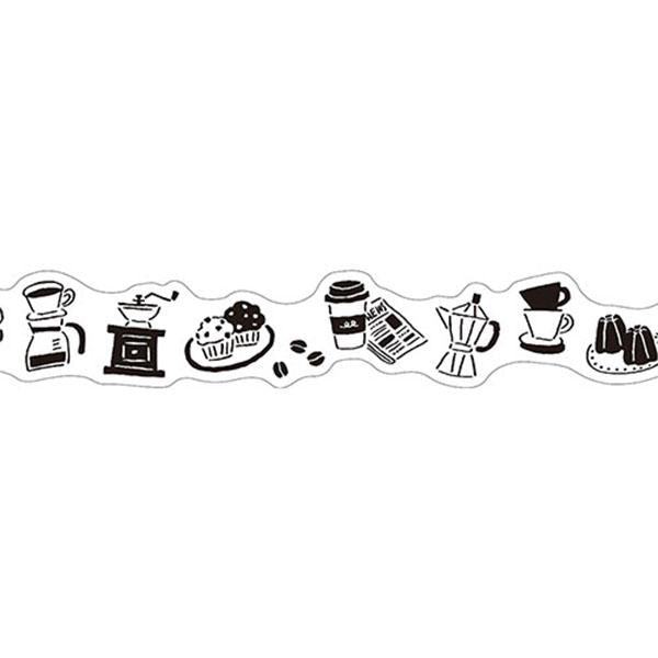 MIND WAVE White and Black Die-cut Masking Tape - Coffee - Default Title by Techo Treats Stationery