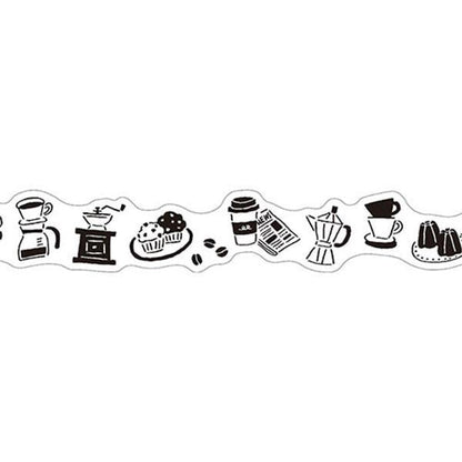 MIND WAVE White and Black Die-cut Masking Tape - Coffee - Default Title by Techo Treats Stationery