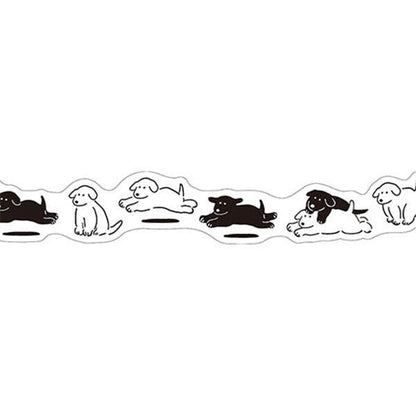MIND WAVE White and Black Die-cut Masking Tape - Dogs - Default Title by Techo Treats Stationery