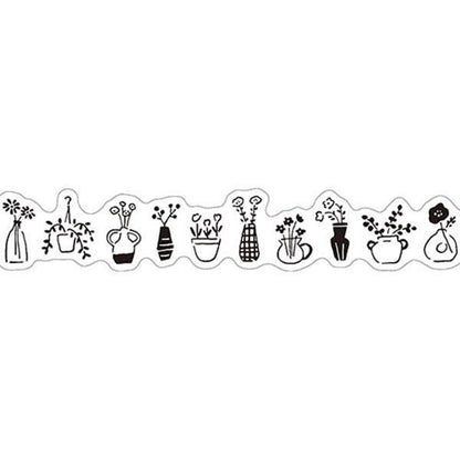 MIND WAVE White and Black Die-cut Masking Tape - Vase - Default Title by Techo Treats Stationery