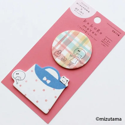 mizutama kokoro moyou Die-cut Sticky Notes - Happy - Techo Treats