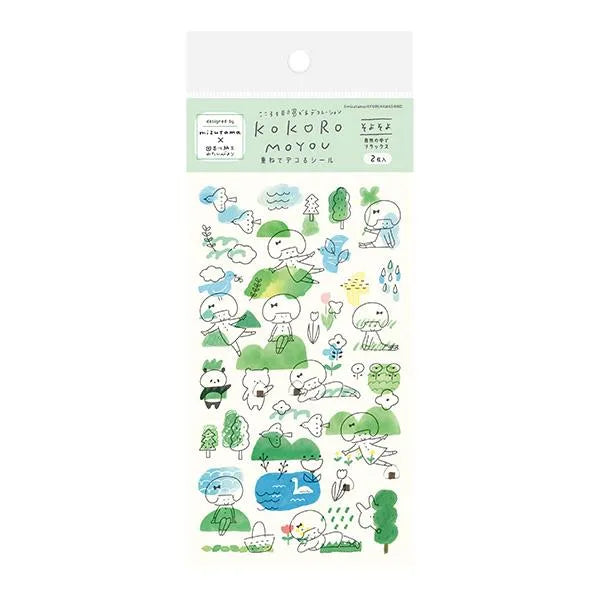 mizutama kokoro moyou Layered Decoration Sticker Sheet - Breezy - Furukawa Shiko - Default Title by Techo Treats Stationery