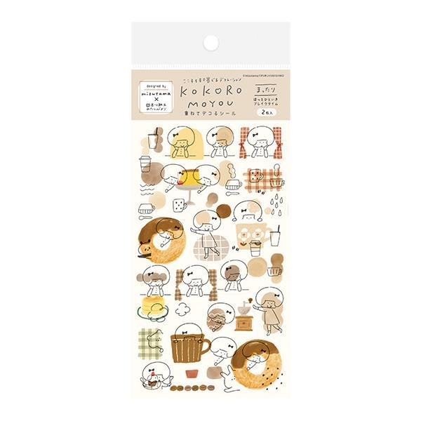 mizutama kokoro moyou Layered Decoration Sticker Sheet - Chilling - Furukawa Shiko - Default Title by Techo Treats Stationery
