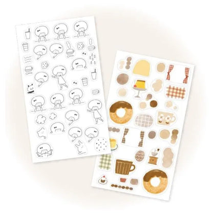 mizutama kokoro moyou Layered Decoration Sticker Sheet - Chilling - Techo Treats