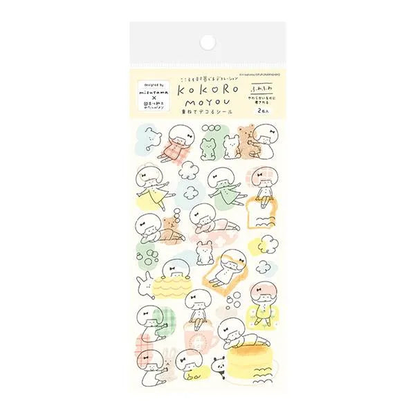 mizutama kokoro moyou Layered Decoration Sticker Sheet - Fluffy - Techo Treats