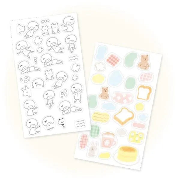 mizutama kokoro moyou Layered Decoration Sticker Sheet - Fluffy - Techo Treats