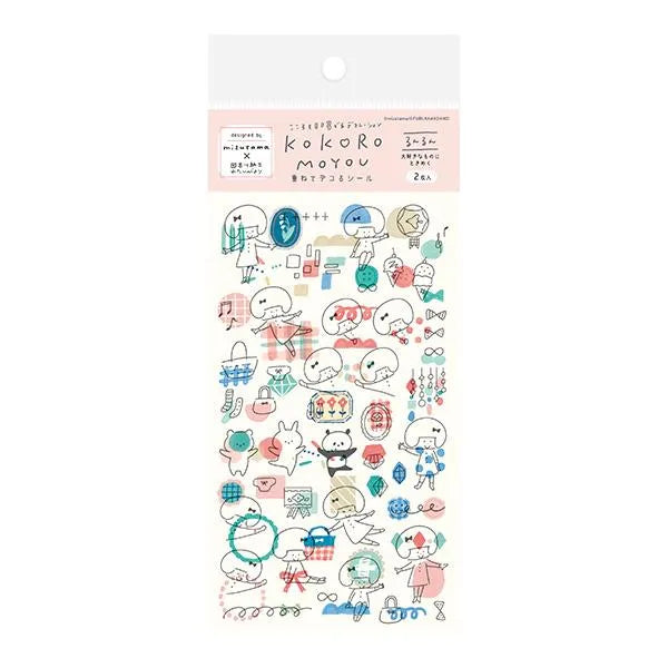 mizutama kokoro moyou Layered Decoration Sticker Sheet - Happy - Furukawa Shiko - Default Title by Techo Treats Stationery