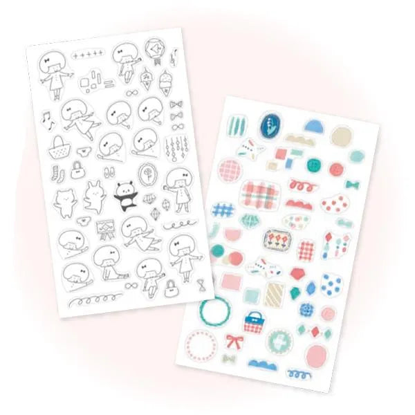 mizutama kokoro moyou Layered Decoration Sticker Sheet - Happy - Furukawa Shiko - Default Title by Techo Treats Stationery
