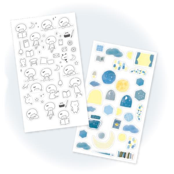 mizutama kokoro moyou Layered Decoration Sticker Sheet - Silence - Furukawa Shiko - Default Title by Techo Treats Stationery